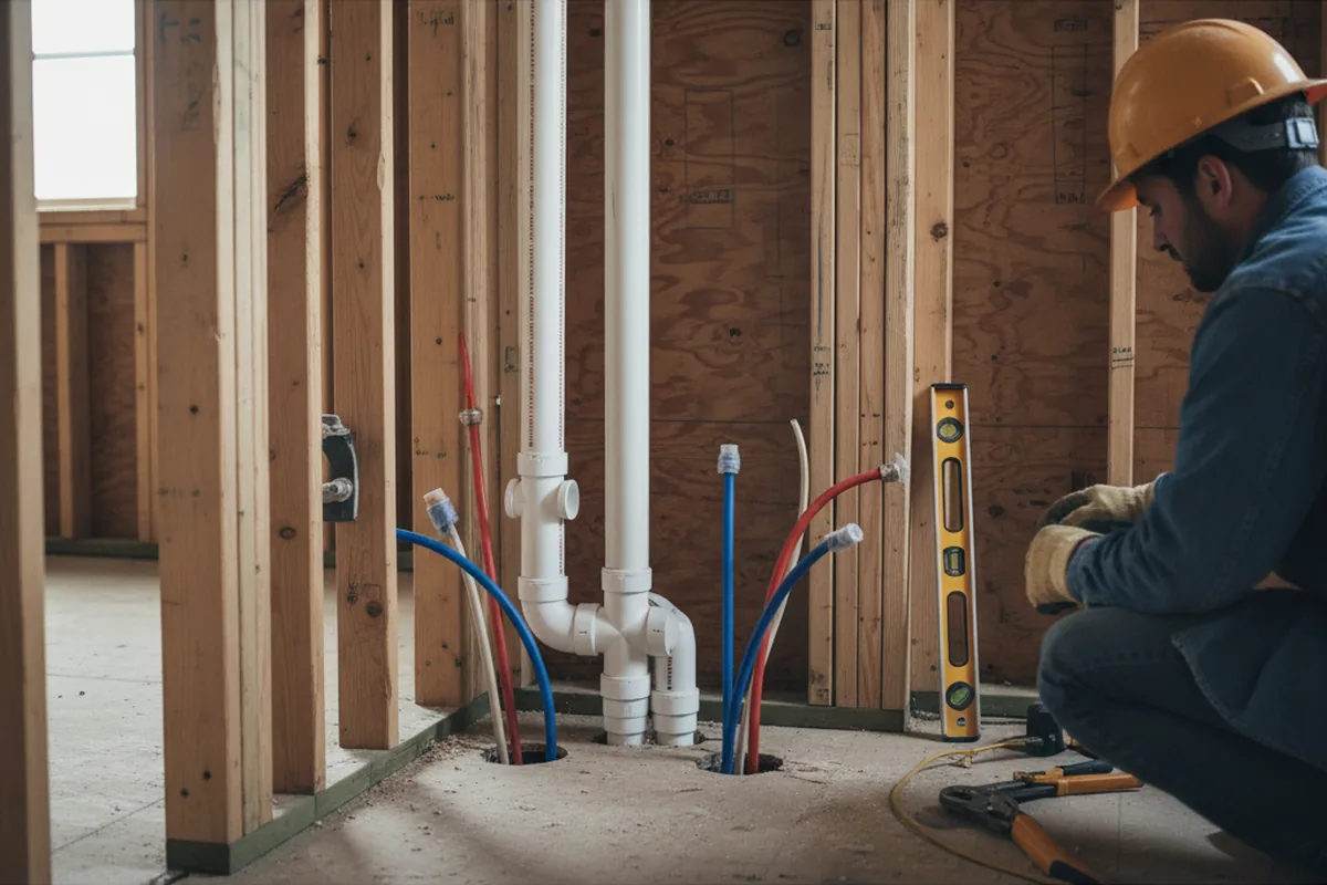 Drain and supply rough-in during Sump Pump Repair in Nalcrest