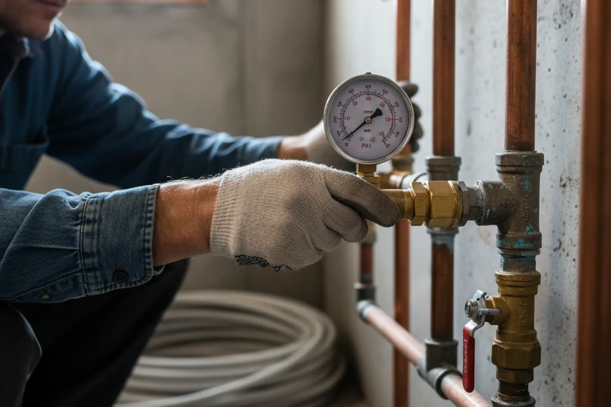 Pressure testing a repaired line during Water Line Repair in Nalcrest